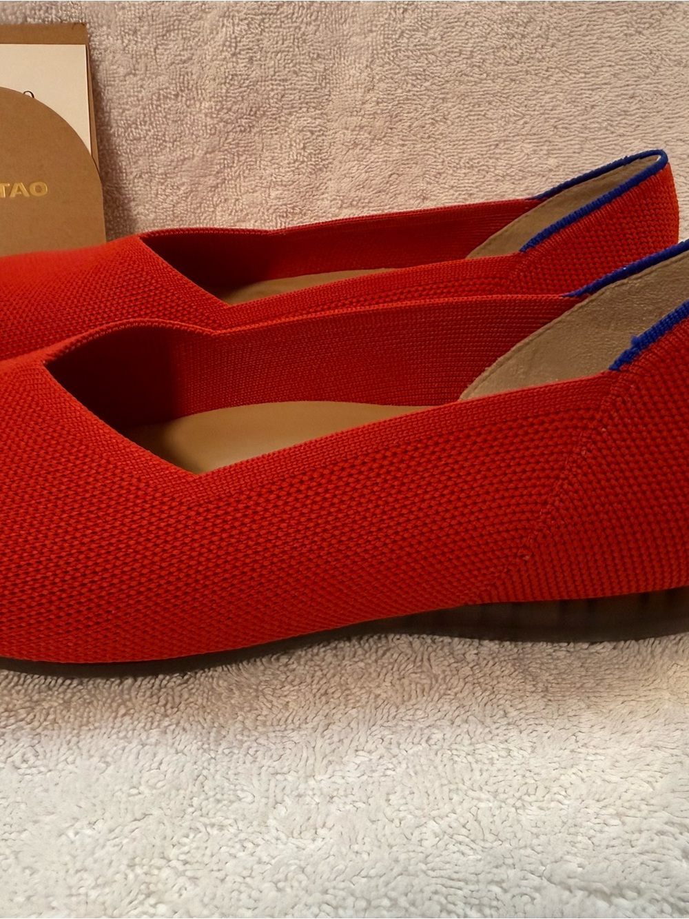 Red Knit Slip-On Women’s Flats Cushioned bluestripeheel bundle shoes fordiscount - Picture 3 of 13
